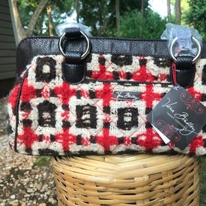 Vera Bradley Tweed Handbag NWT brown orange white